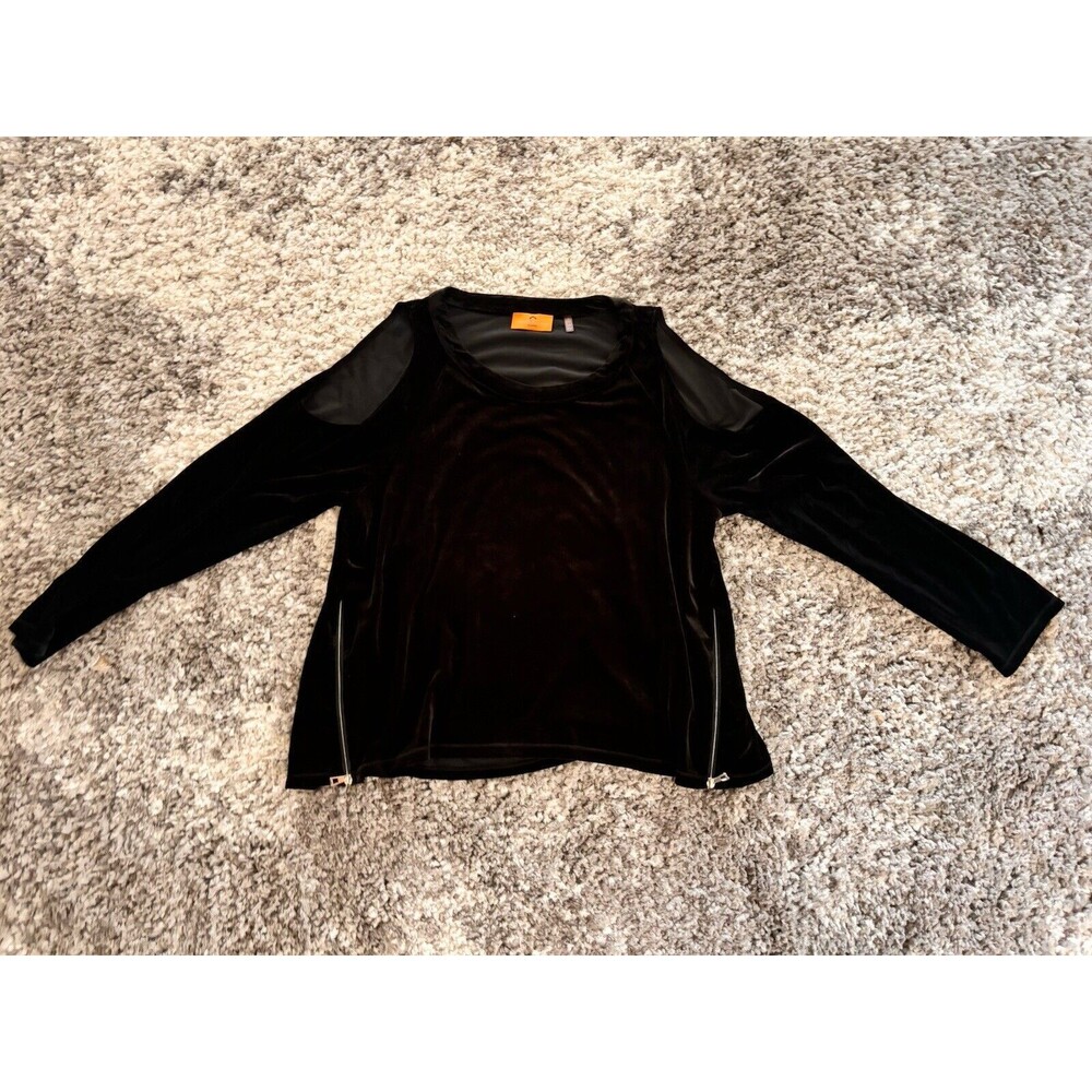 Patrizia Luca Milano Women's Black Cold Shoulder Long Sleeve Tunic 2XL